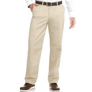 George Flat Front Beige Straight Leg Chino‎ Pants Men's 38x34 Slash Pocket EUC